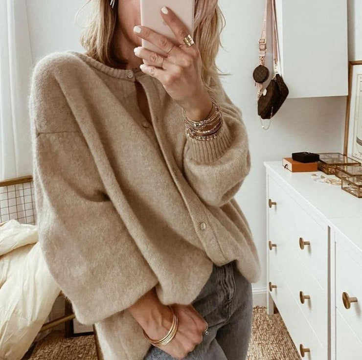 Oversized Strickjacke Damen mit Knoten für Lässigen Look 1