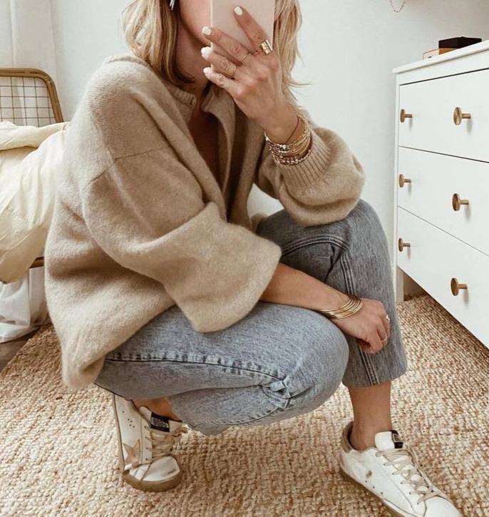 Oversized Strickjacke Damen mit Knoten für Lässigen Look 2