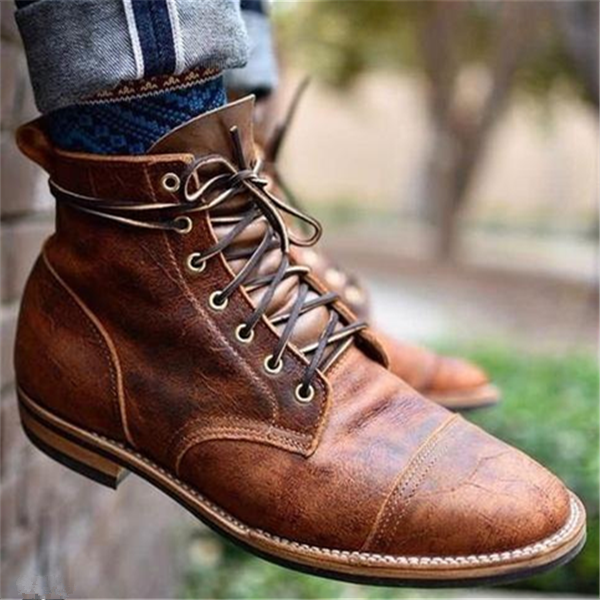 Retro Vegan Leather Boots for Men