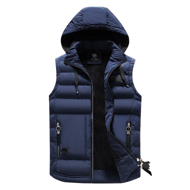 Padded vest for men with hood
