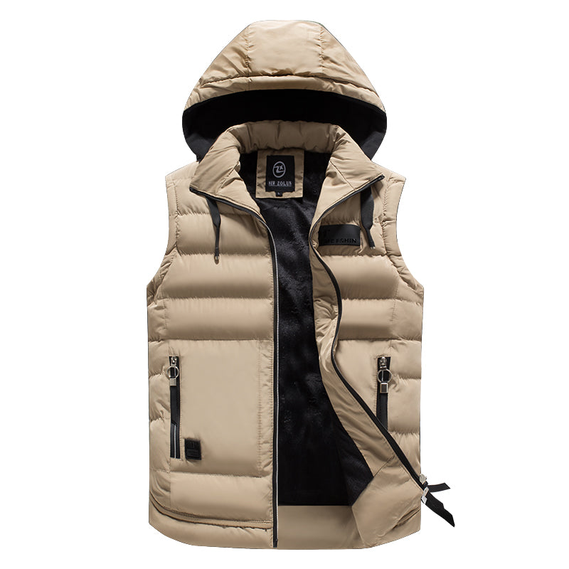 Padded vest for men with hood