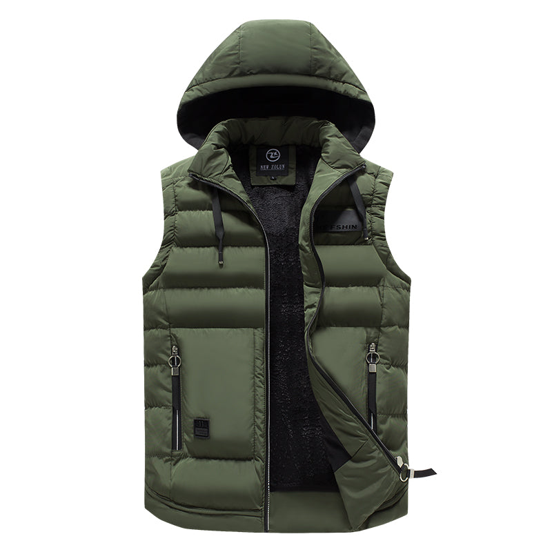 Padded vest for men with hood
