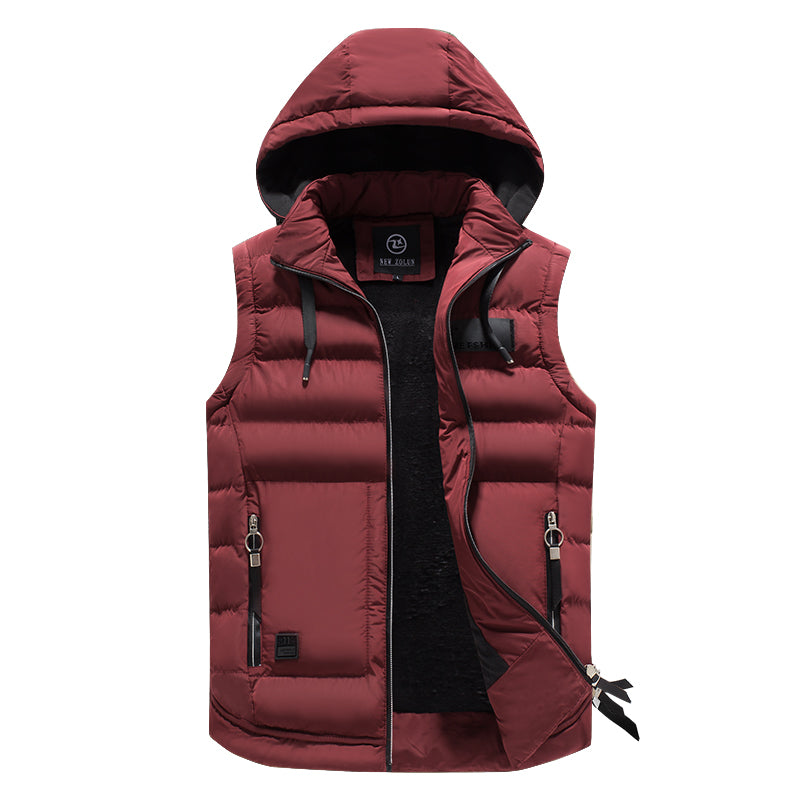 Padded vest for men with hood