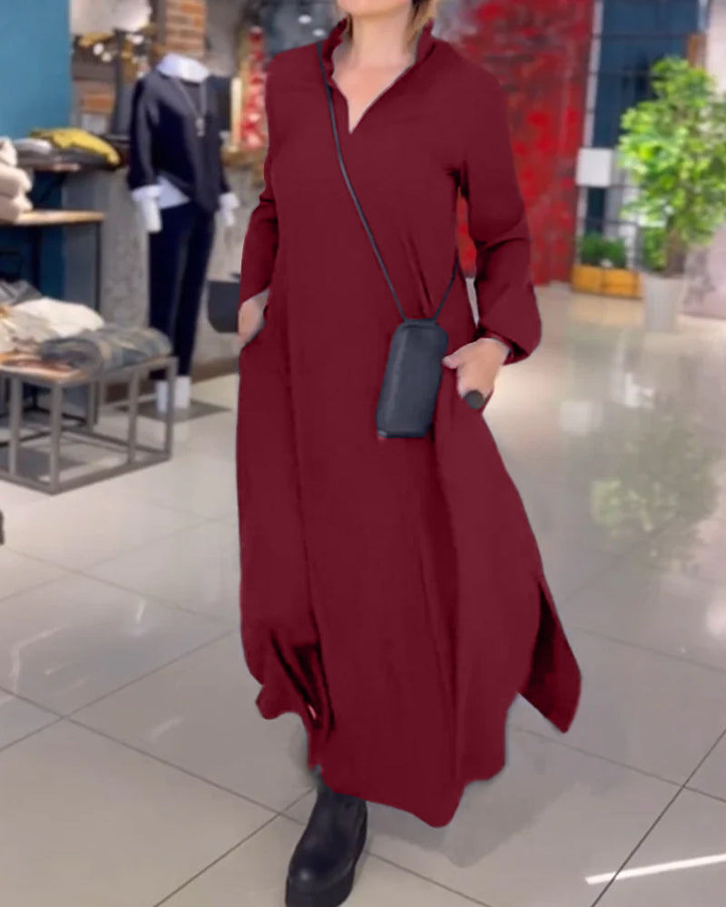 Sukienka Maxi Koszulowa dla Kobiet na Wesele i Lato 4