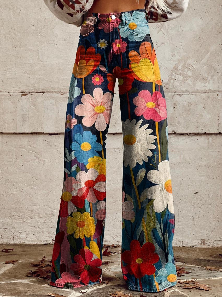 Trendige Blumenprint-Hose für Frauen