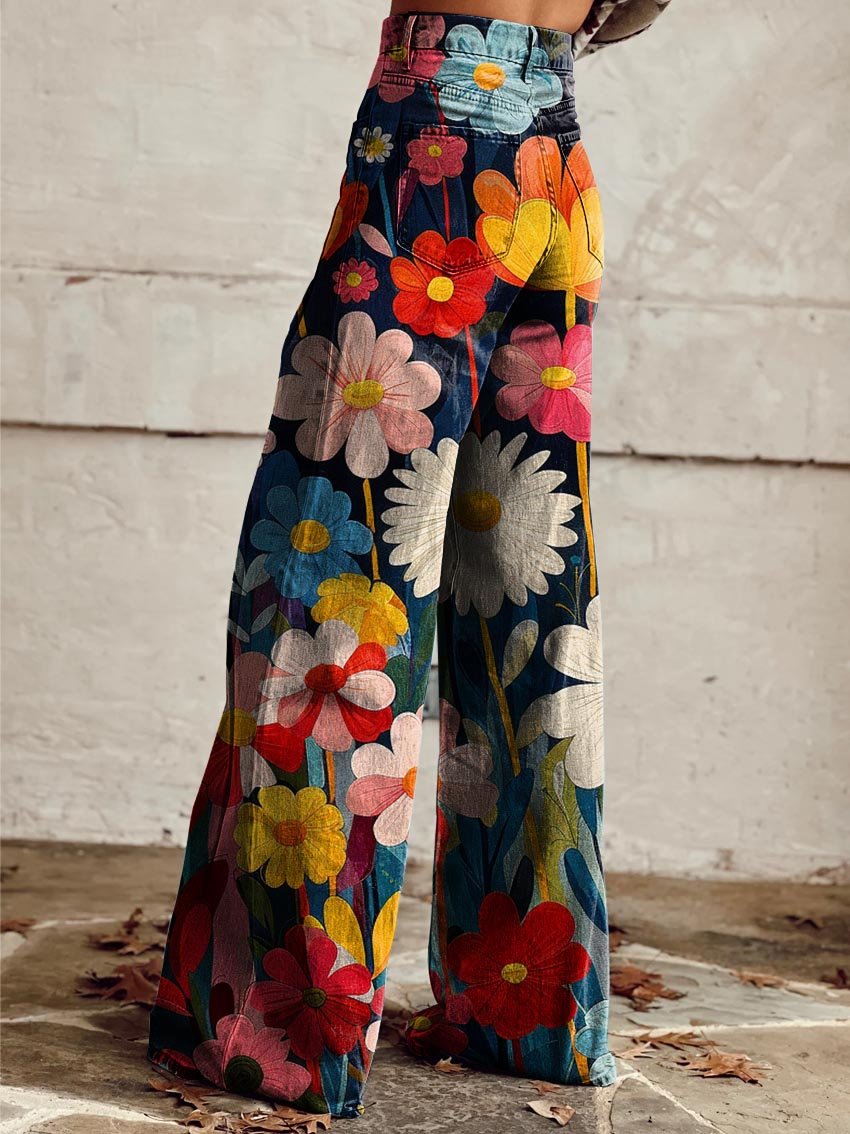 Trendige Blumenprint-Hose für Frauen
