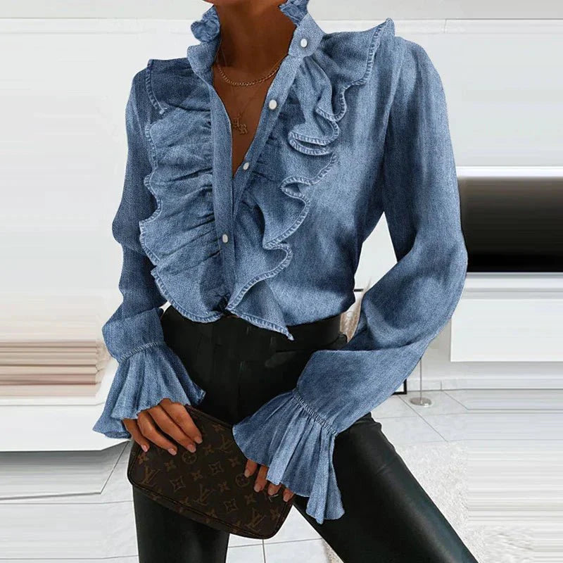 Trendige Chiffonbluse für Frauen mit Rüschen