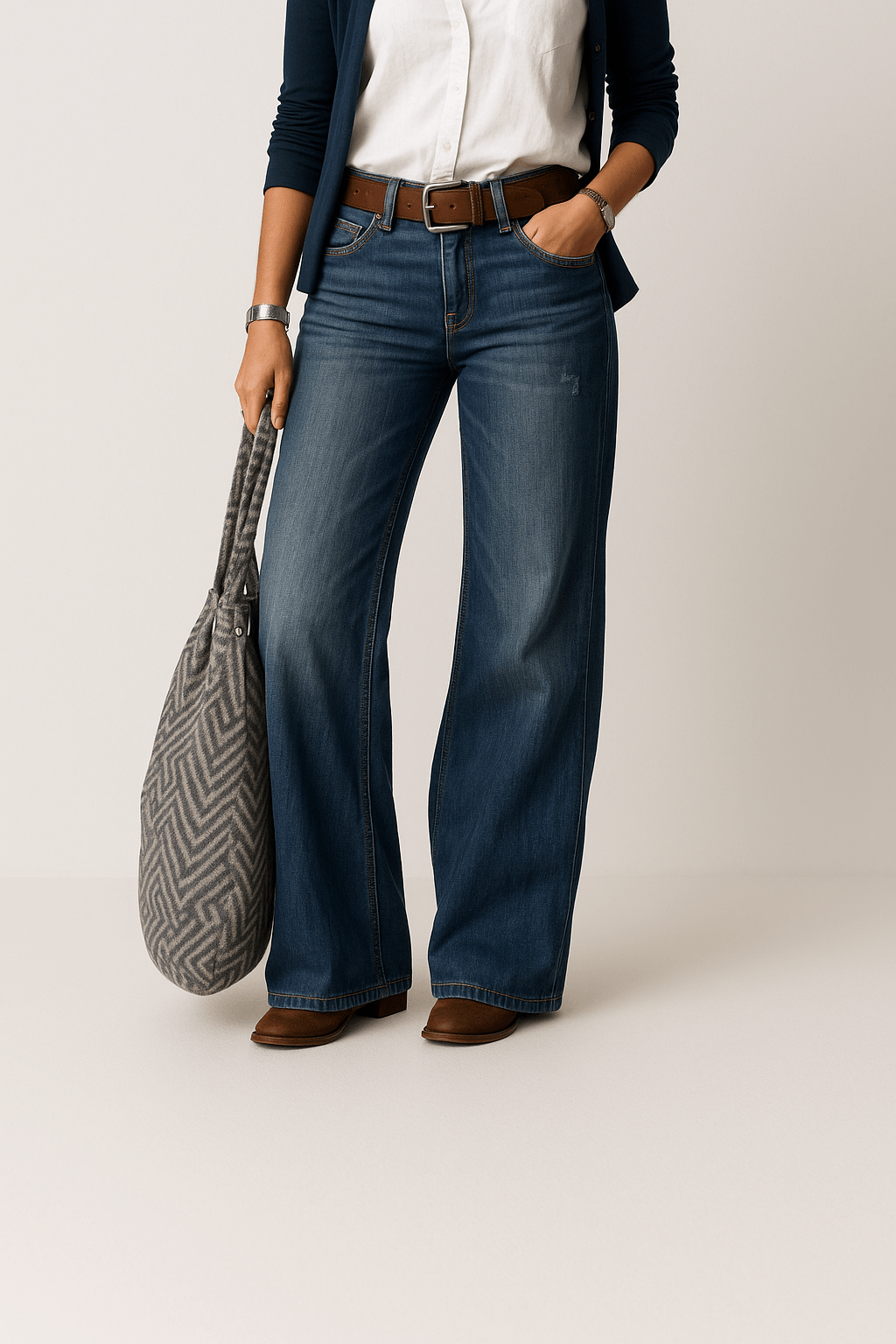 Weite Bein Denim-Jeans für Damen