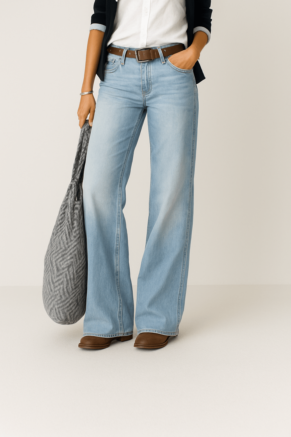Weite Bein Denim-Jeans für Damen